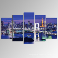 Art de toile de la baie de Tokyo / Impression de photographie de paysage urbain sur toile / Affiche de paysage de nuit de nuit
